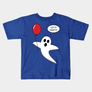 Cute Cartoon Ghost with Red Balloon Kids T-Shirt